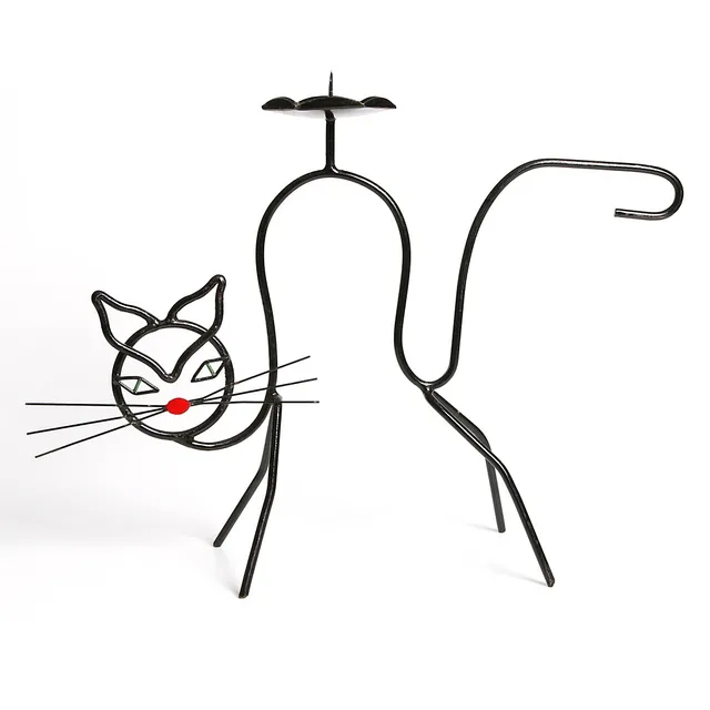 LJUSSTAKE, i form av katt, stringmodell, Gunnar Ander, Ystad Metall, 1950/60-tal.