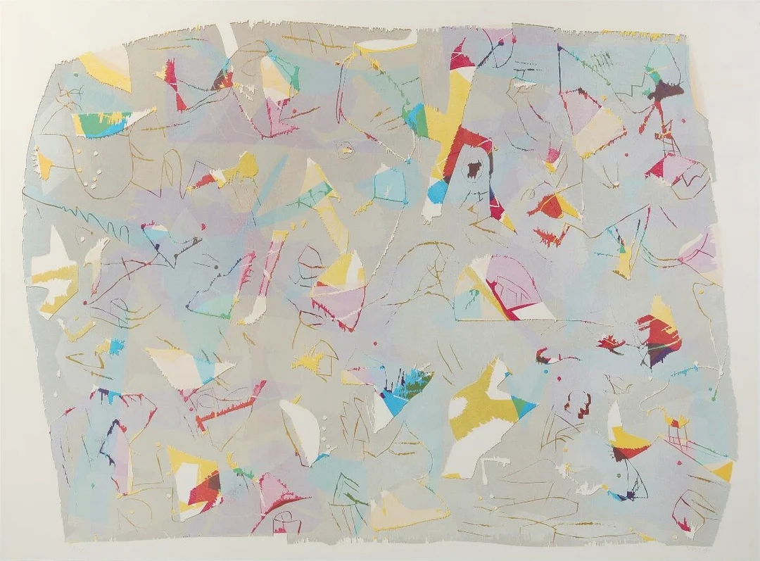 Jan Voss. Untitled. Signed Voss 90, 2/30. Woodcut in colours. Sheet size 120 × 160 cm. — Modern Prints/Modern art — Bruun Rasmussen