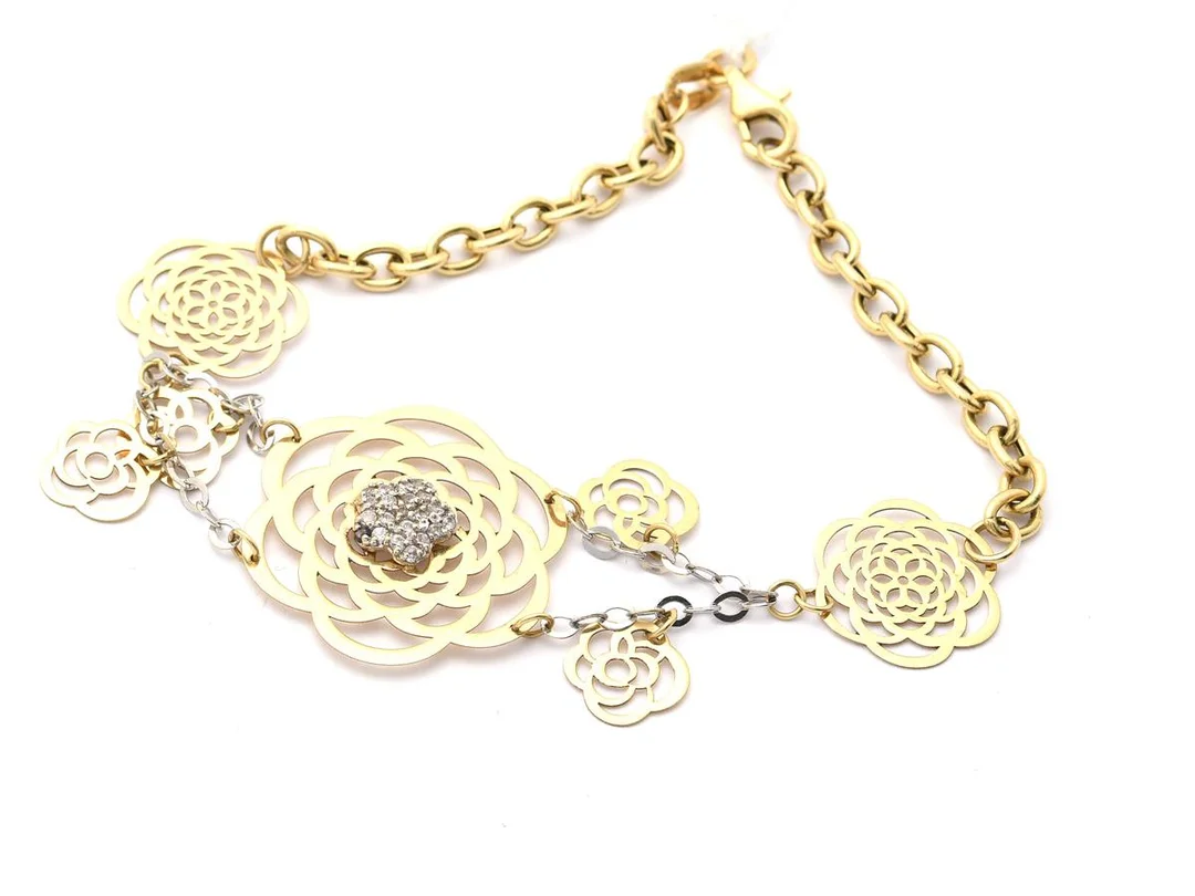 Armband 18K 5,7g 19,5cm med blommor 3-25mm — Smycken/Armband — Kaplans