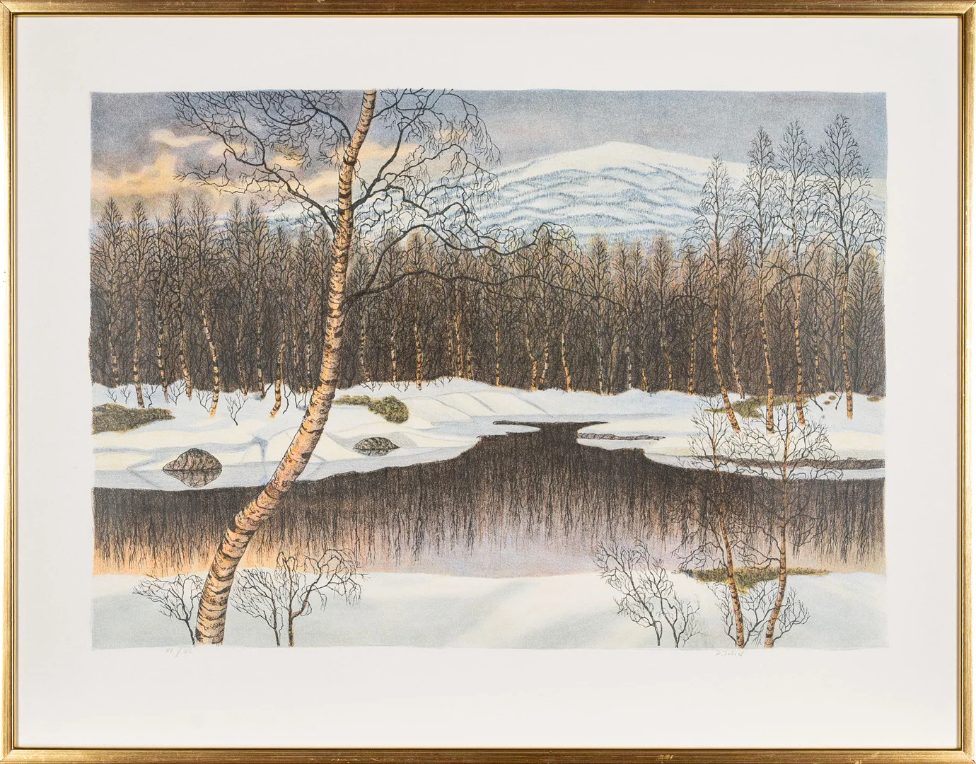 PER JULIUS. Färglitografi, Landskapsmotiv, Numrerad, Signerad. — Engravings & Prints — Norrlands Auktionsverk