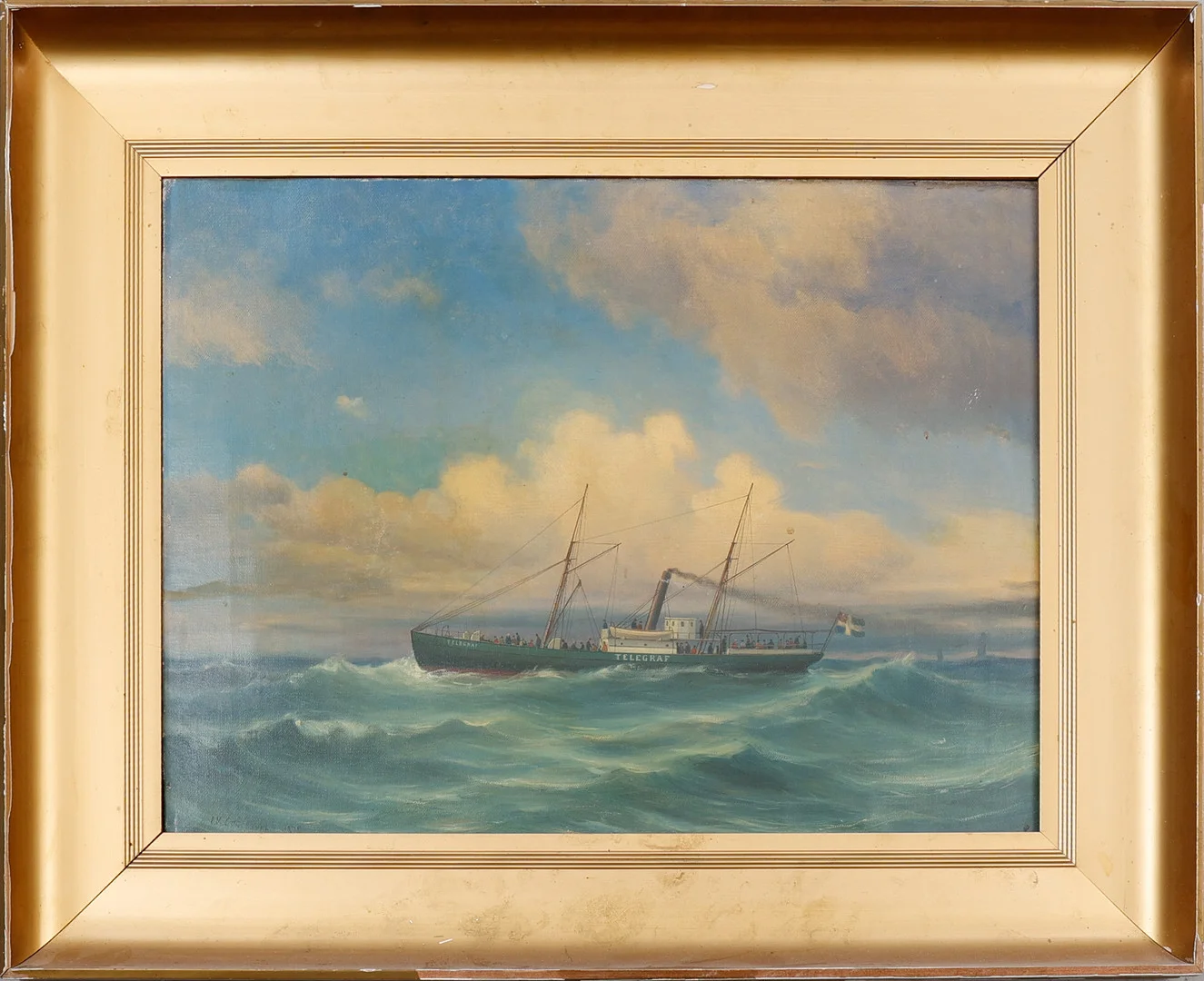 PER WILHELM CEDERGREN (1820-1896). Olja på duk, "skeppet Telegraf" signerad, daterad 1875. — Paintings — Södermanlands Auktionsverk