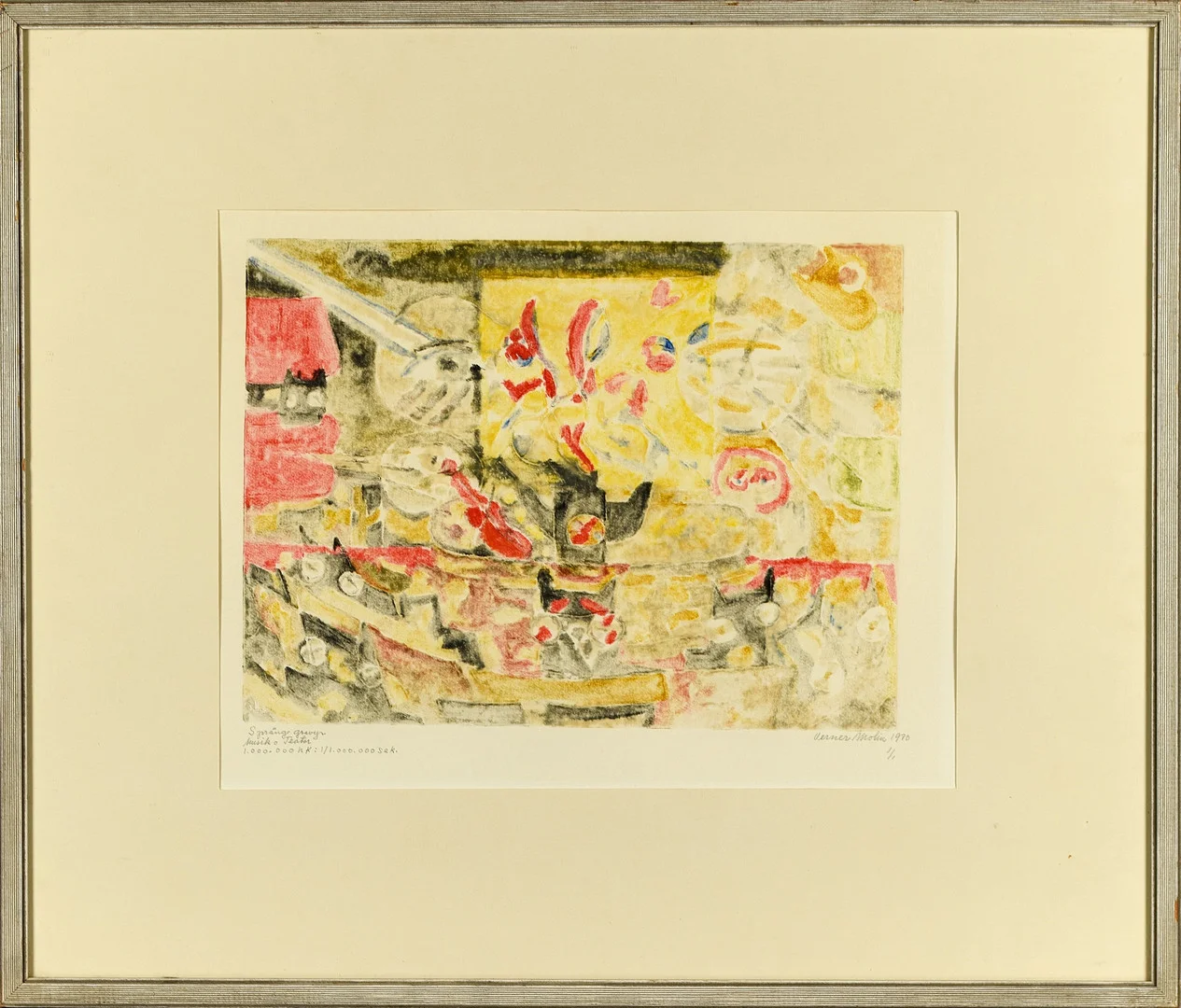VERNER MOLIN. Etsning, "Musik & Teater" signerad, numrerad 1/1, daterad 1970. — Engravings & Prints — Norrlands Auktionsverk