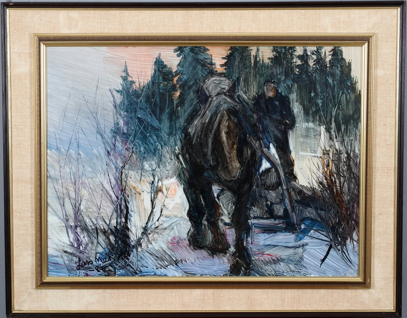LARS MATSON. "Gammal dragare", olja på pannå, signerad och daterad -85. — Paintings — Stadsauktion Sundsvall