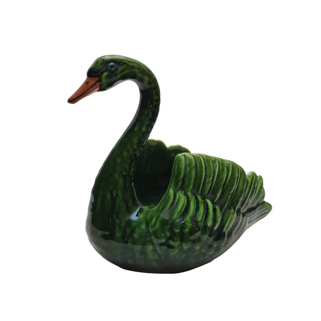 CISNE EN CERAMICA ESMALTADA Y VIDRIADA.