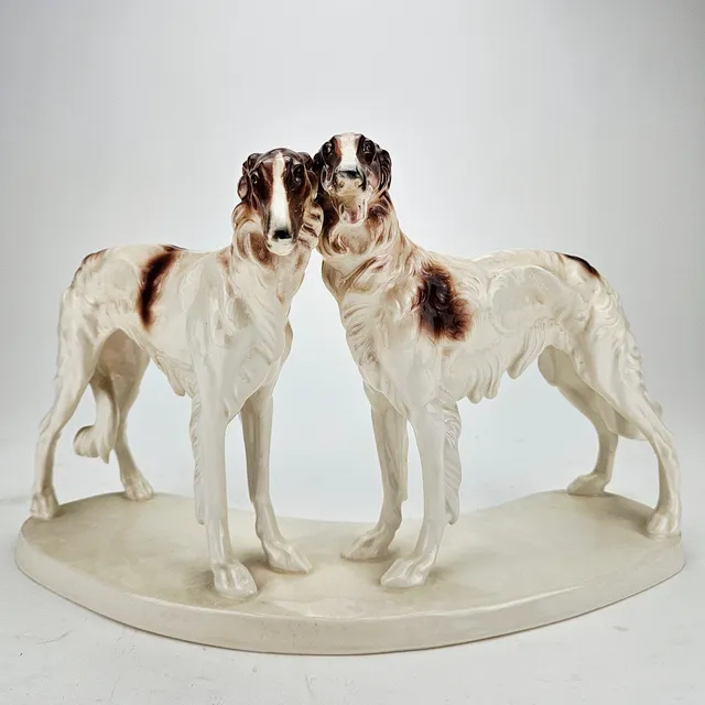 FIGURIN, porslin, Borzoi, Hugo Postl, VEB Zierkeramik Katzhütte, Tyskland.