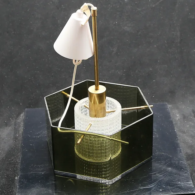 CARL FAGERLUND. TAKLAMPA, glas/metall, Orrefors, 1960-tal.