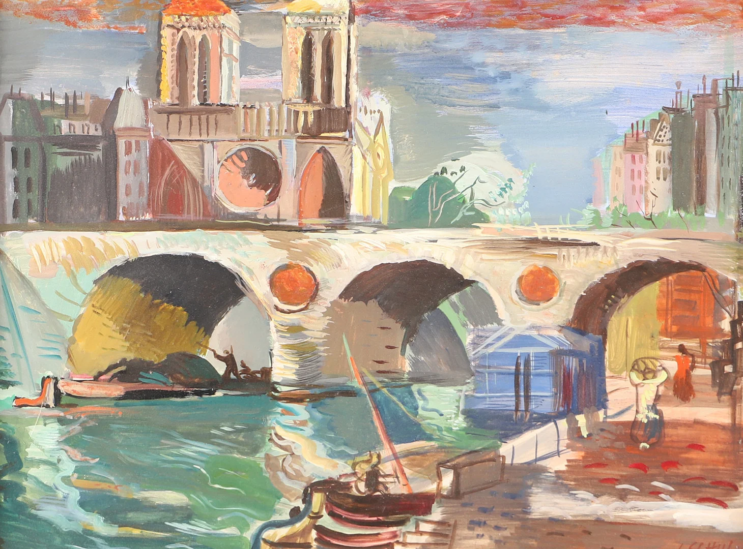 JULES SCHYL. "Paris 1933", olja på pannå, signerad J. Schyl. — Paintings — Helsingborgs Auktionskammare