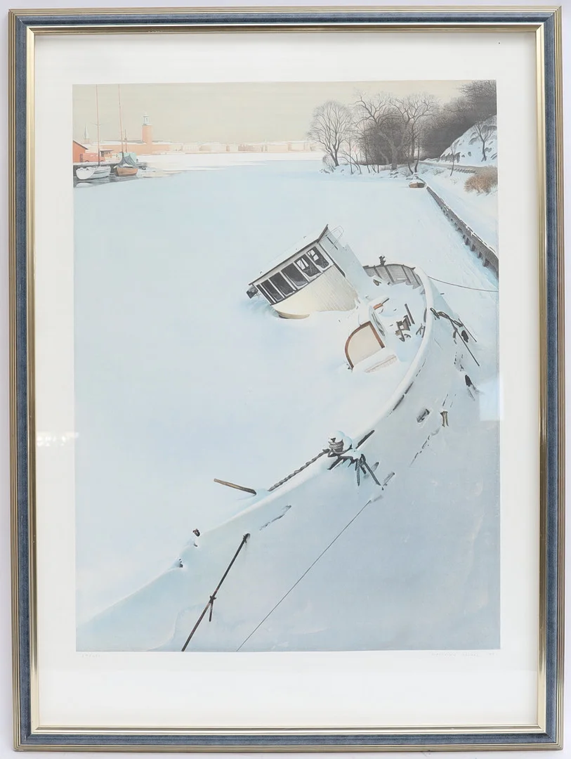 STANISLAW ZOLADZ. Motiv från Stockholm" färglitografi, signerad numrerad och daterad 1991. — Engravings & Prints — Falun Auktionsbyrå