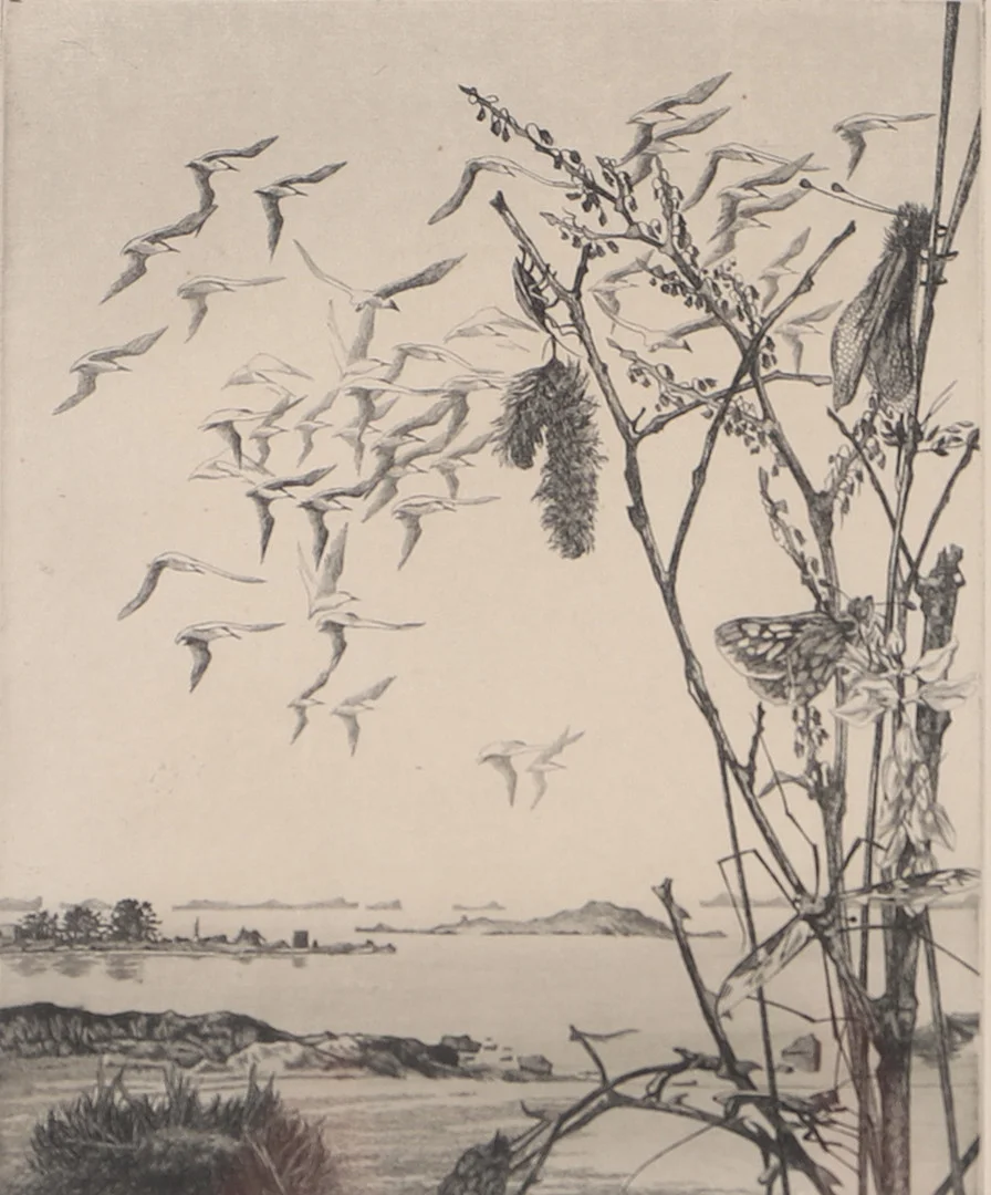 STIG ÅSBERG. Naturskildring, etsning, signerad 1953. — Engravings & Prints — Helsingborgs Auktionskammare