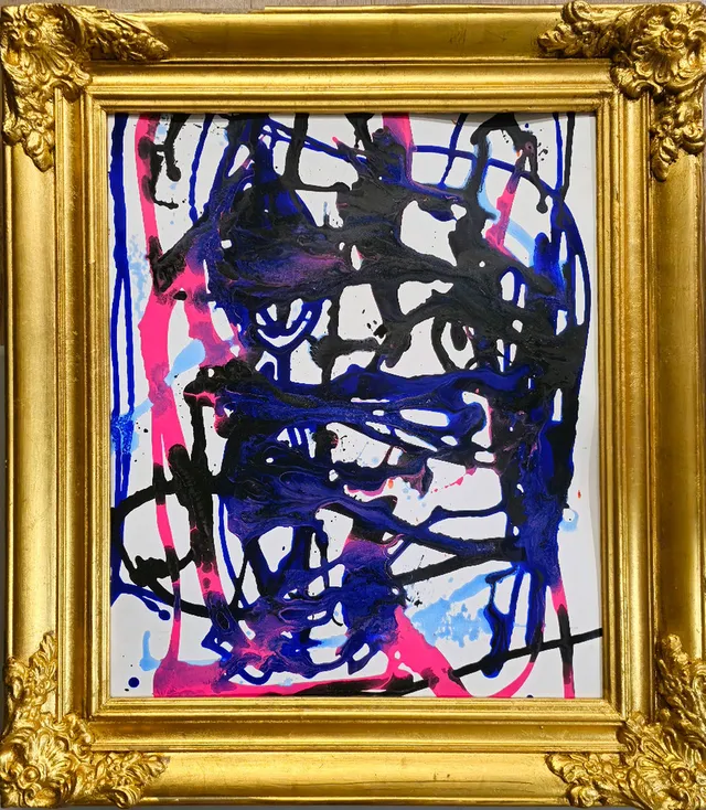 FRAN LOK. DRIPPING. ABSTRACCIÓN. ACRILICO SOBRE CARTÓN. 1968.