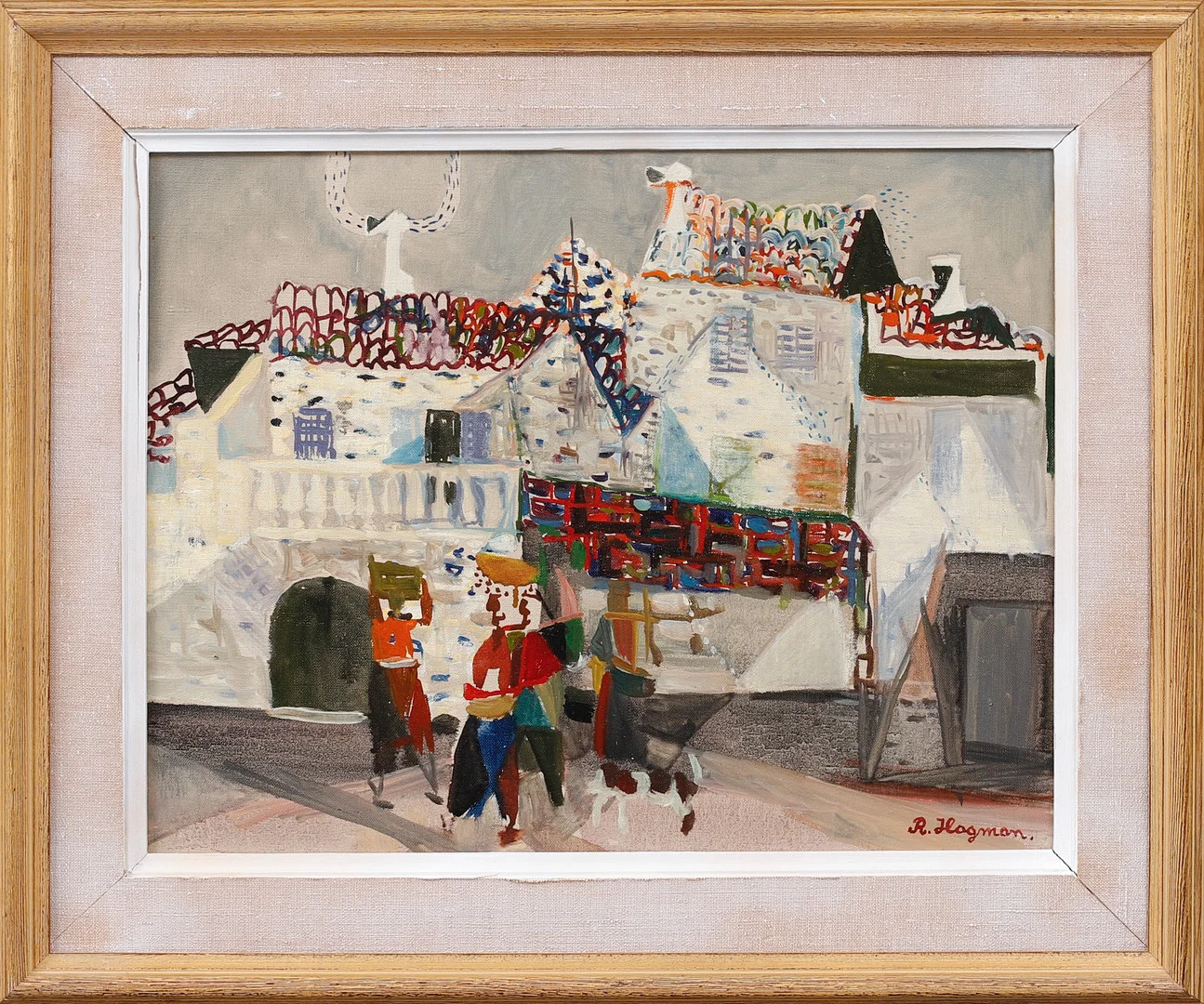 RUNE HAGMAN. "Arbetarkvarter" Banyuls sur mer, olja på duk, signerad. — Paintings — Göteborgs Auktionsverk