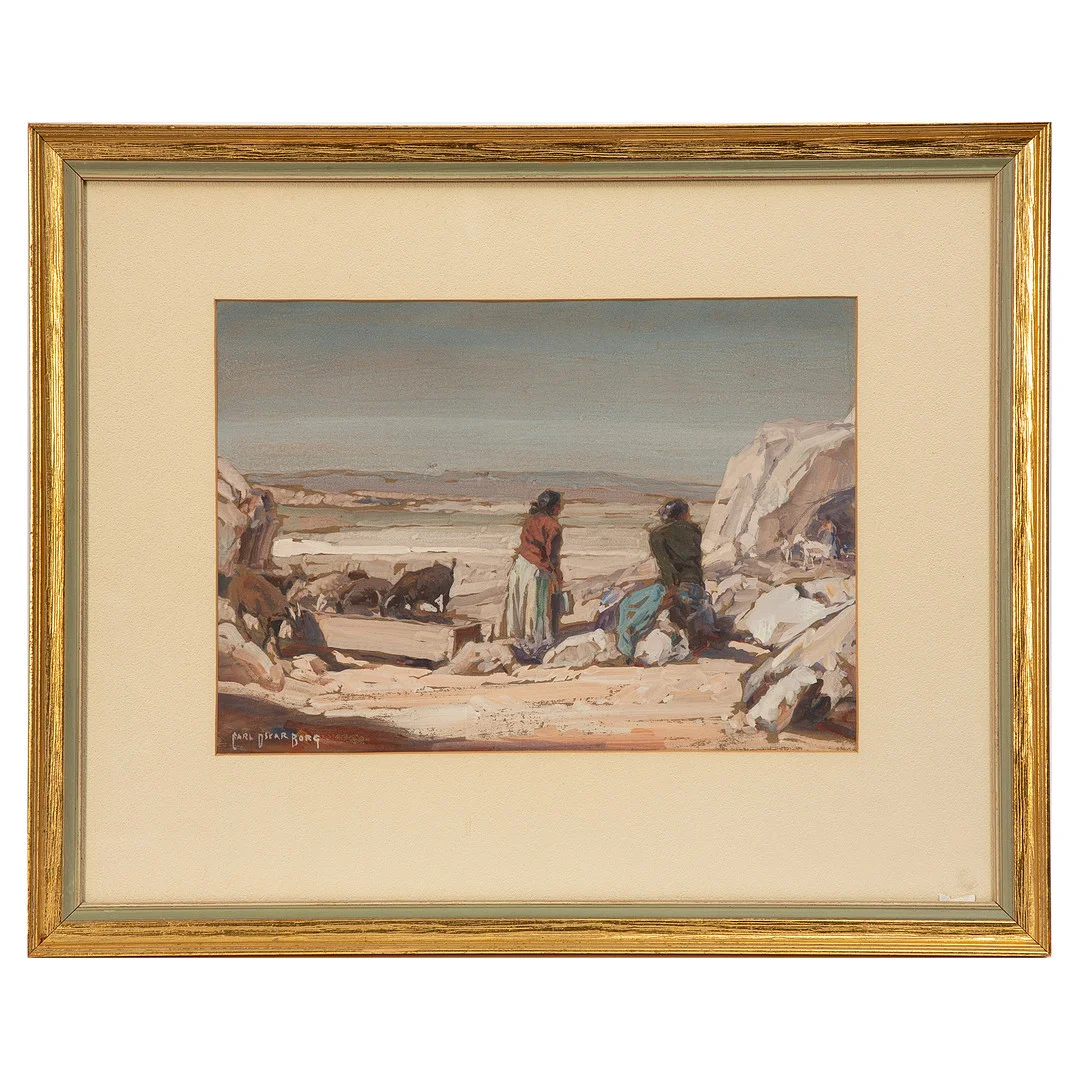 CARL OSCAR BORG. Gouache på papper, signerad. — Paintings — Stockholms Auktionsverk Göteborg