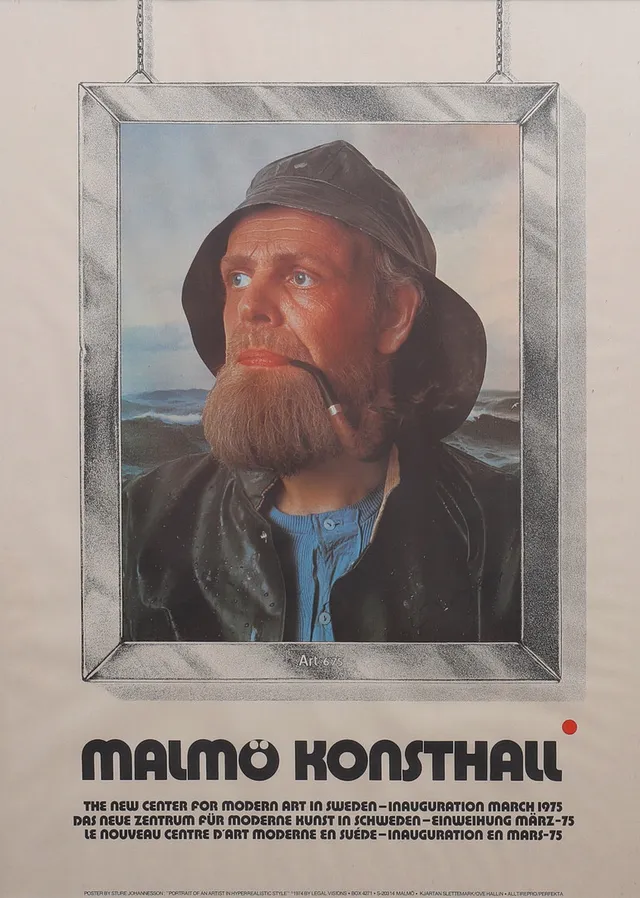 STURE JOHANNESSON. Utställningsaffisch, tänkt för Malmö Konsthall 1975.