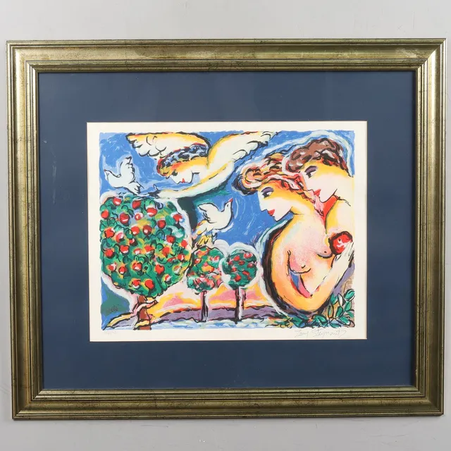 ZAMY STEYNOVITZ (POLEN, 1951–2000). FÄRGLITOGRAFI. "Paradis", signerad och numrerad 38/275.