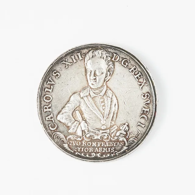 Minnesmedalj, silver, Karl XII, Kungens segrar, 1700-1703.