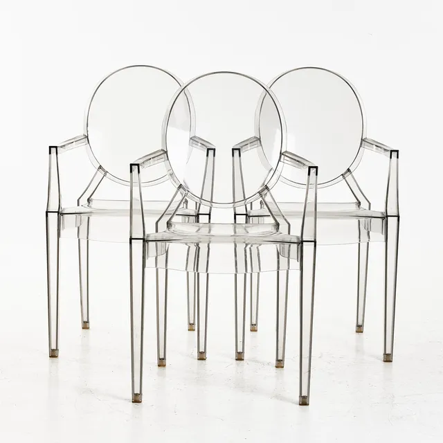 PHILIPPE STARCK. Karmstolar, 3 st., "Louis Ghost", Kartell.
