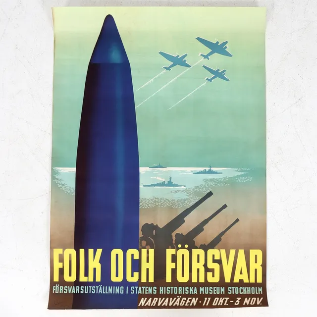 ANDERS BECKMAN. Affisch, Folk och Försvar, 1940.