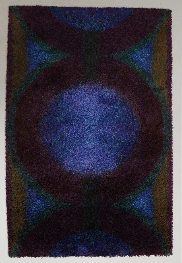 RITVA PUOTILA. Ryamatta, "Midsummer Night", Oy Finnrya AB, Finland, 1960-tal, 275 x 180 cm.