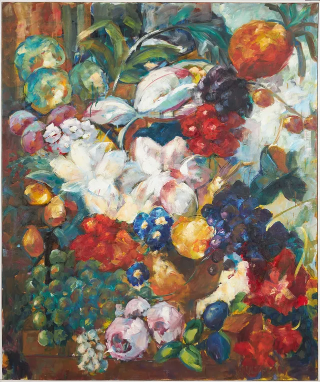 ANDERS HULTMAN. Olja på duk, "Soul fruits and flowers", Signerad Hultman, daterad -92 a tergo.
