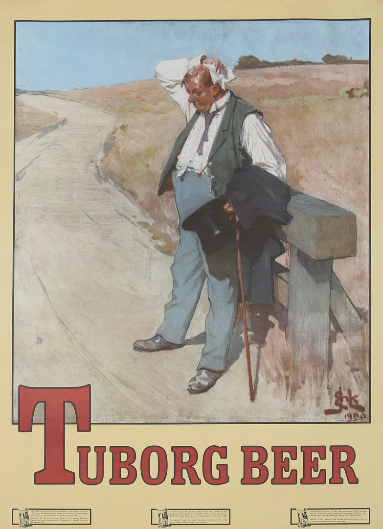 ERIK HENNINGSEN. Tuborg Öl. Offsettryck. Signerad och daterad 1900 i trycket. — Engravings & Prints — Garpenhus Auktioner