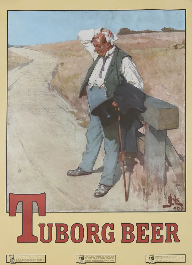 ERIK HENNINGSEN. Tuborg Öl. Offsettryck. Signerad och daterad 1900 i trycket.