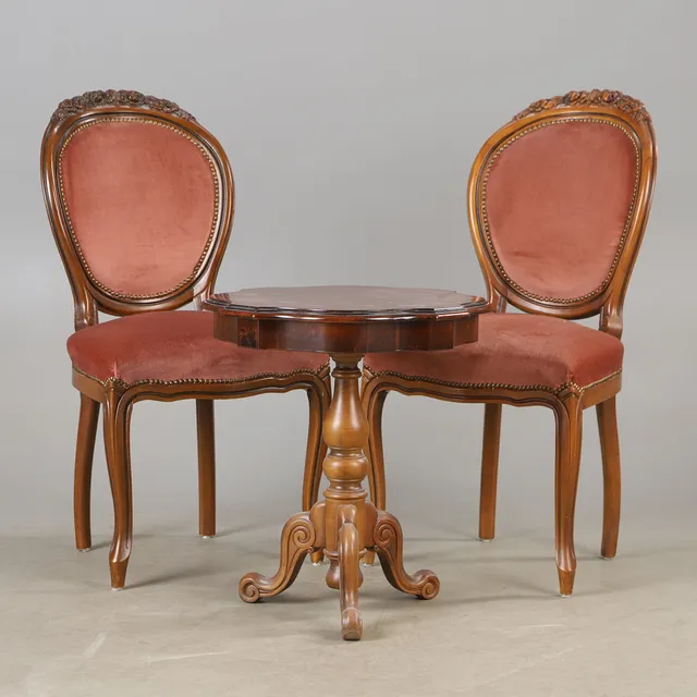 SITTGRUPP, 3 delar, mahogny, rokokostil.