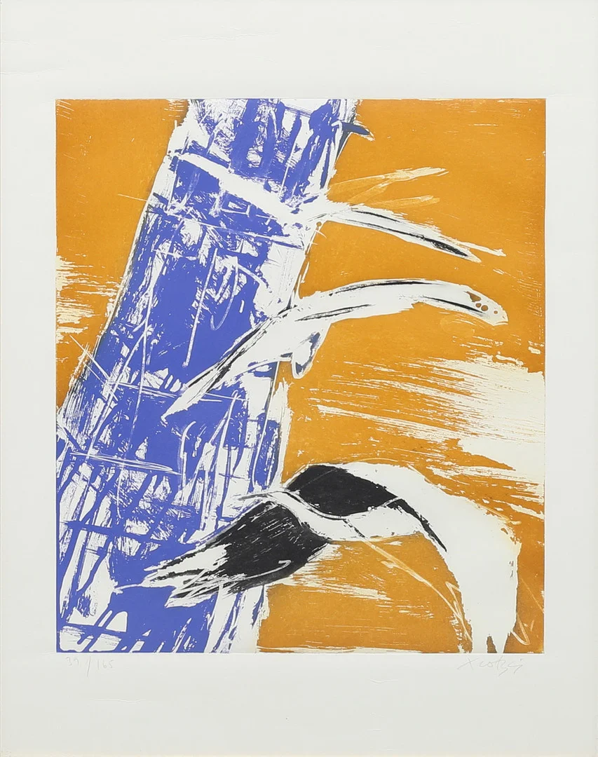 ULF TROTZIG. Fåglar, färglitografi nr 39/165 cm, signerad Trotzig. — Engravings & Prints — Garpenhus Auktioner