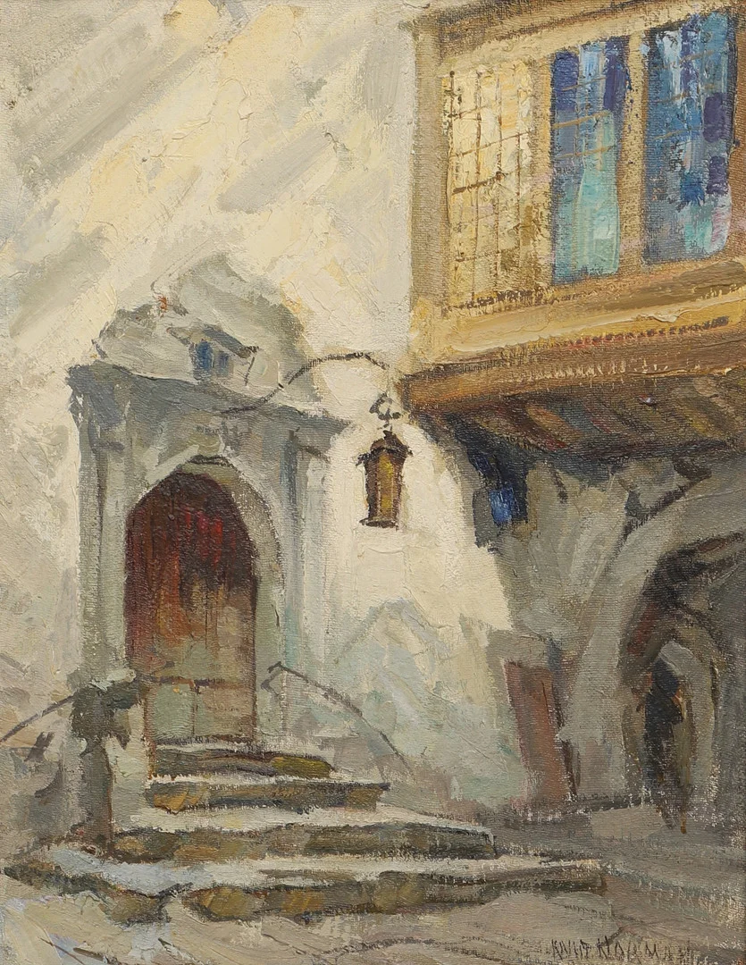 KNUT NORMAN. Olja på pannå, "Portalen", signerad. — Paintings — Ekenbergs Auktioner