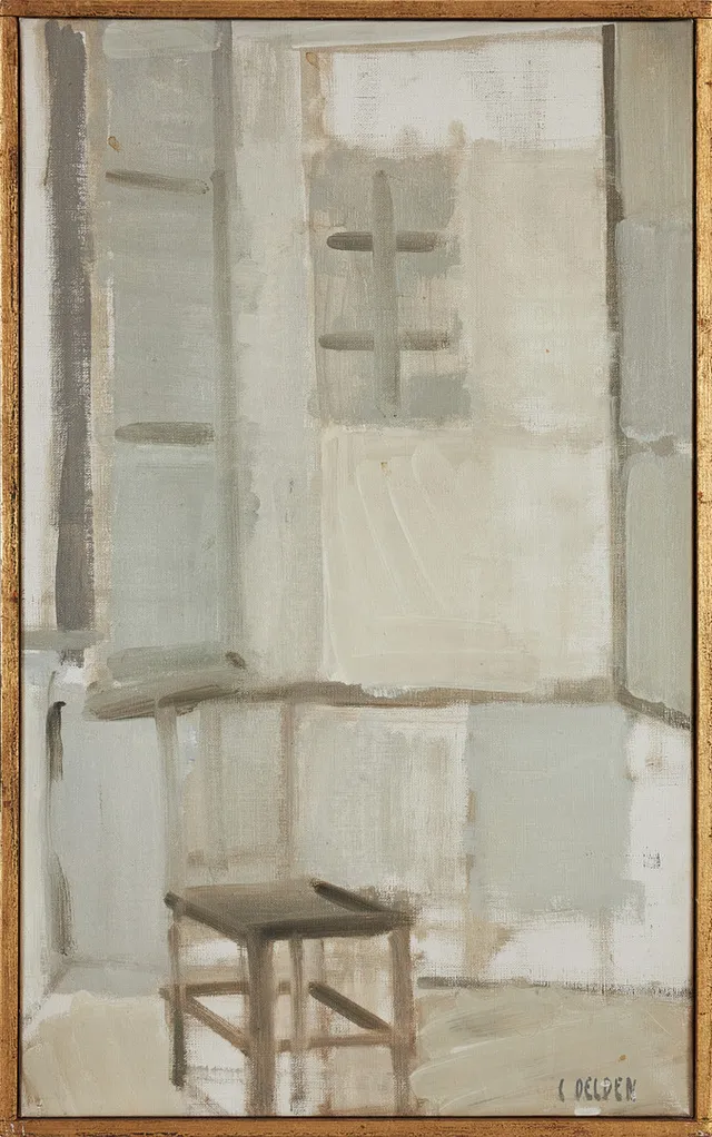 CARL DELDEN. "Interiör", olja på duk, signerad.