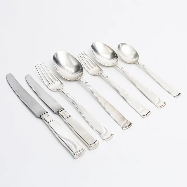 JACOB ÄNGMAN. Bestickservis, 48 delar, silver, "Rosenholm", GAB, Stockholm samt Eskilstuna, 1949-1995.