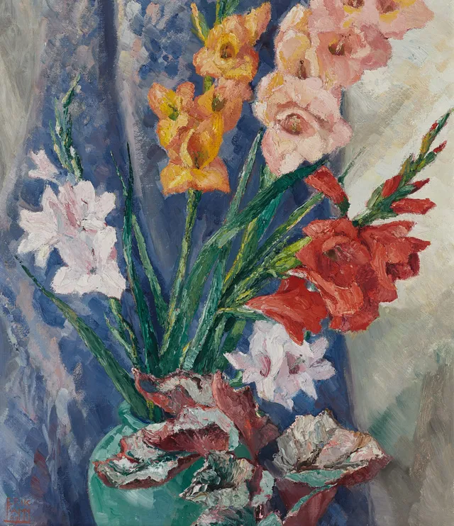 ERIK LAMM (1880-1959): Blomsterstilleben, signerad, olja, duk på pannå.