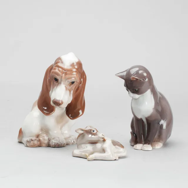 FIGURINER, porslin, 3 st, Bing & Gröndahl och Dahl Jensen.