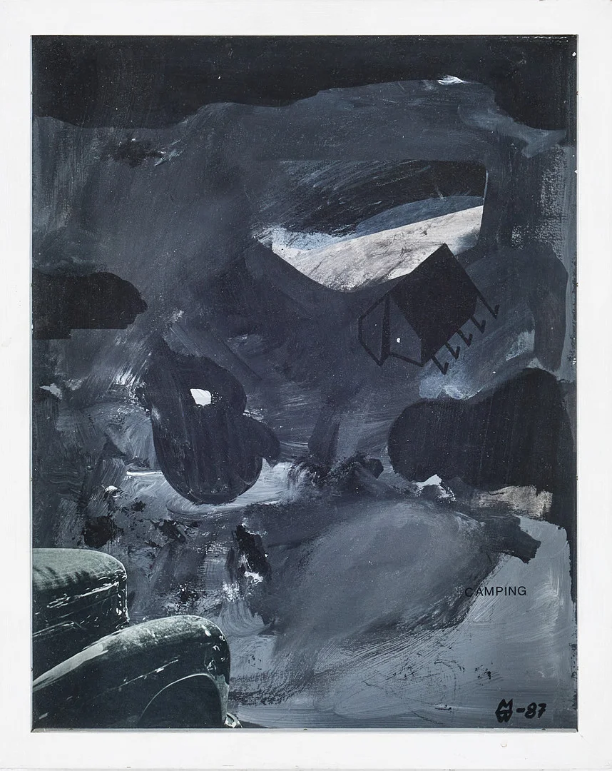 MARTIN WICKSTRÖM. ''Camping'', blandteknik, signerad och daterad 87. — Paintings — Stockholms Auktionsverk Magasin 5