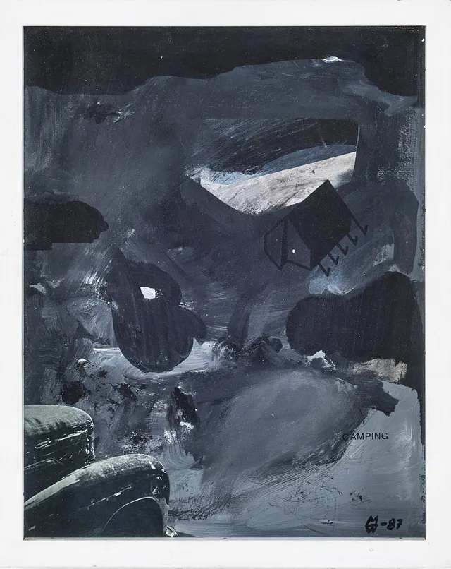 MARTIN WICKSTRÖM. ''Camping'', blandteknik, signerad och daterad 87.