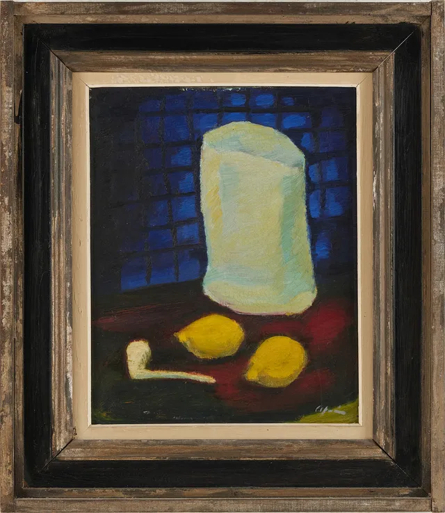 ERIC ELFVÉN. Stilleben, olja på pannå.
