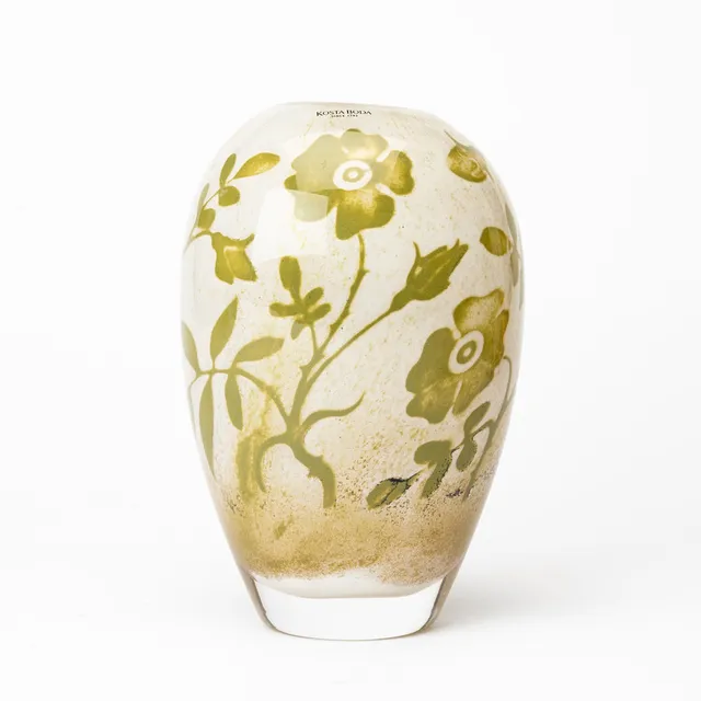 OLLE BROZÉN. Vas, glas, underfång, "Floating Flowers", formgiven 2003, signerad O. Brozén, etikettmärkt, Kosta Boda.