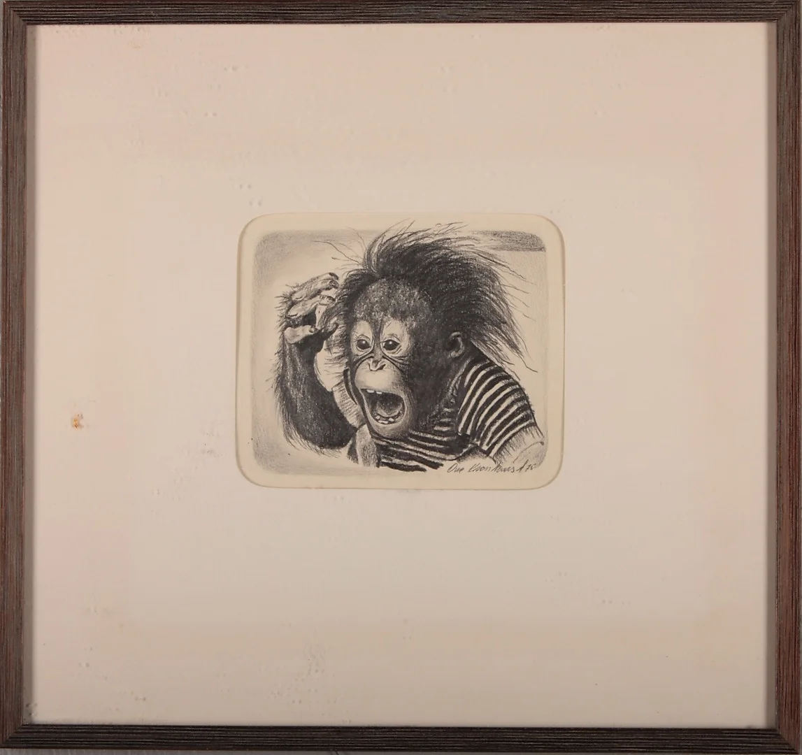 OIDENTIFIERAD KONSTNÄR. kolteckning, djurmotiv, signerad och daterad -75. — Drawings — Södermanlands Auktionsverk