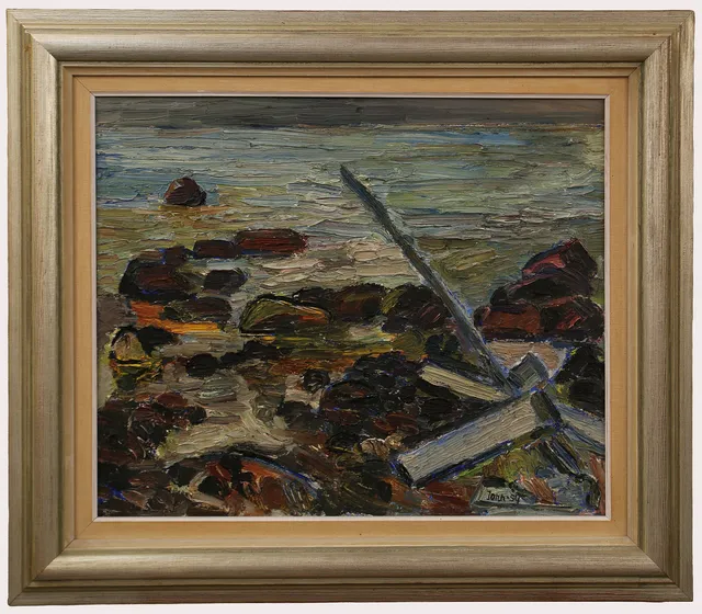 GUNNAR JONN. Olja på pannå, "Hav i Moll", signerad, daterad 1954.