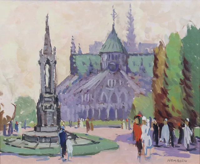 AXEL HAMBORN. olja på pannå, motiv från Paris.