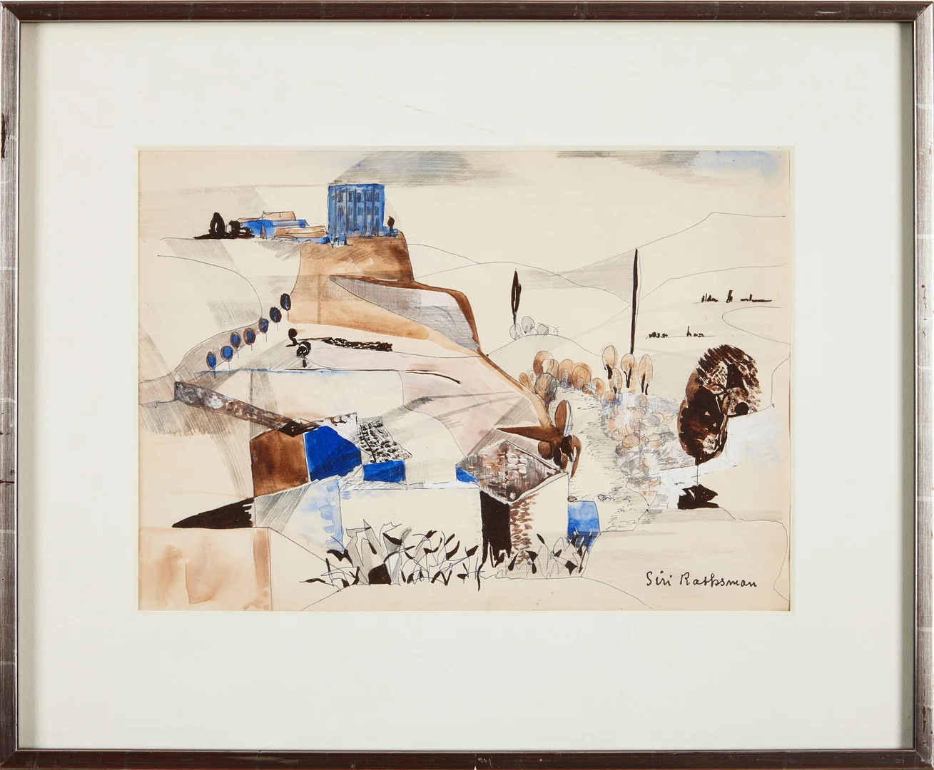 SIRI RATHSMAN (1895-1974). Sydländskt landskap, blandteknik, 29 x 41 cm. — Paintings — Stockholms Auktionsverk Fine Art