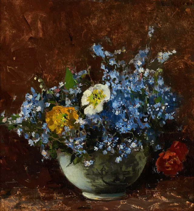 ESTHER KJERNER (1873-1952), blomsterstilleben, olja på kartong.