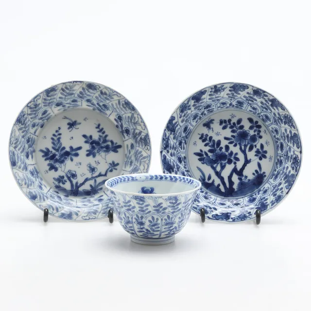 KOPP och FAT, porslin, 3 delar, Kina, Kangxi (1662-1722).