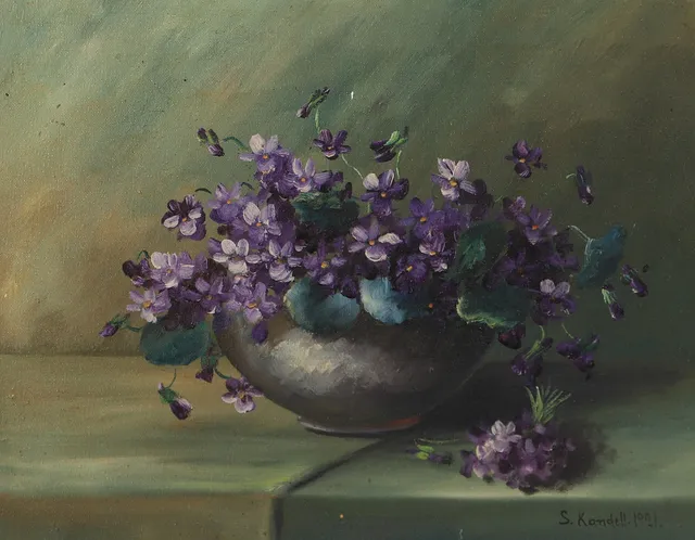 STURE KANDELL. Blomsterstilleben, olja på duk, signerad S. Kandell 1921.