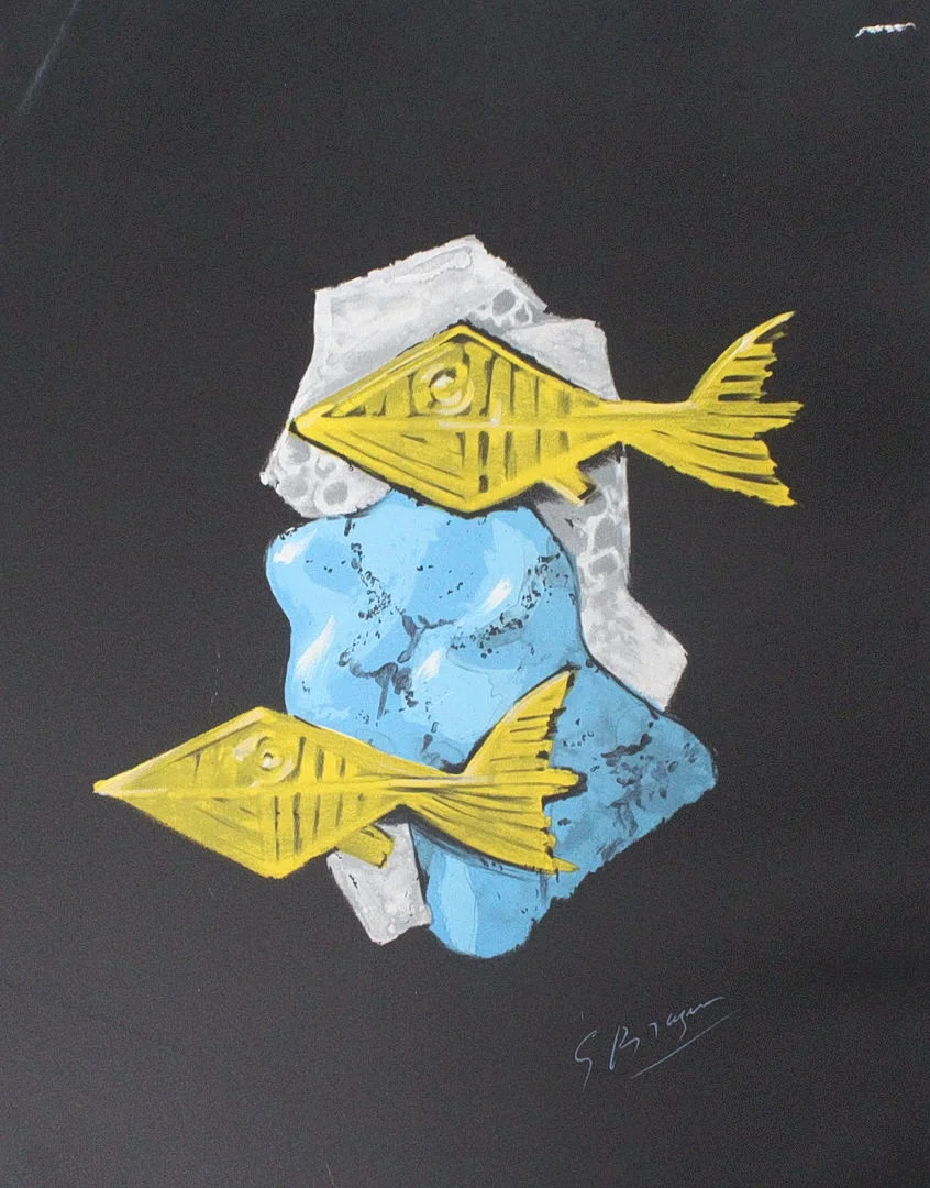 GEORGES BRAQUE (1882-1963). NACH. 'Poissons Dores', Druck. — Engravings & Prints — Stockholms Auktionsverk Düsseldorf/Neuss