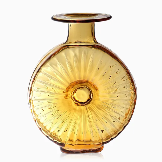HELENA TYNELL. "Solflaskan", bärnstensfärgat glas, Riihimäen lasi, Finland, 1960/1970-tal.