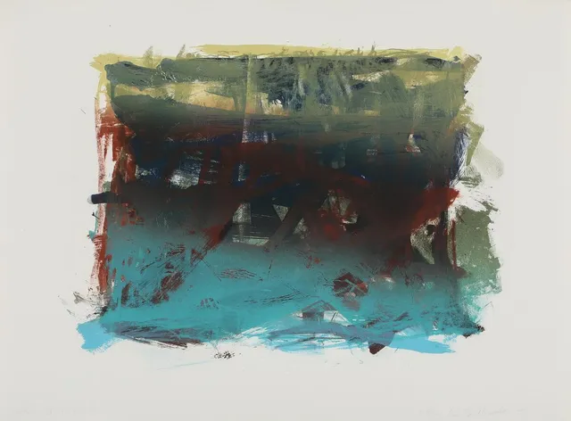Untitled. Signed Maja Lisa Engelhardt, e.a., 1. sten XI + 2. sten II. Lithograph in colours. Sheet size 57×76 cm.