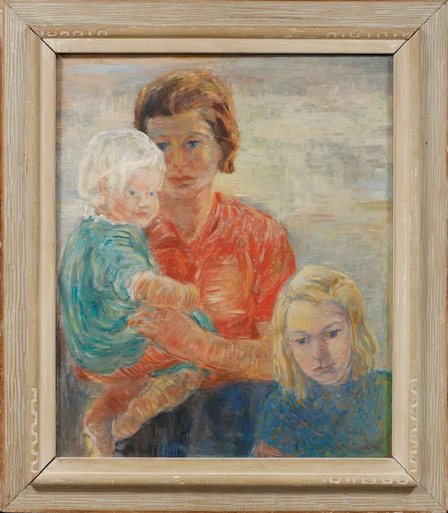 KRISTIAN LUNDSTEDT. "Tre allvarliga" 1937. Olja på duk, signerad.