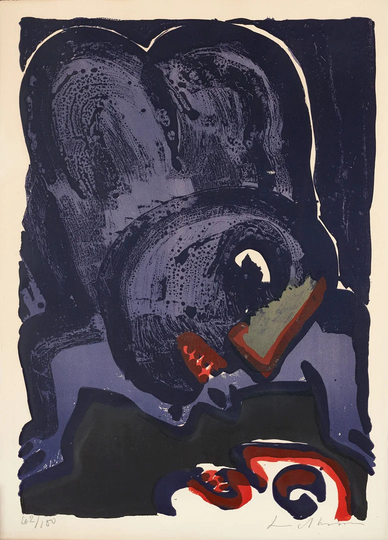 BENGT LINDSTRÖM. Figurkomposition, signerad och numrerad 62/100, färglitografi. — Engravings & Prints — Crafoord Auktioner Stockholm