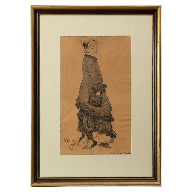 GEORG PAULI. Kol/blyerts på papper, signerad och daterad 1878.