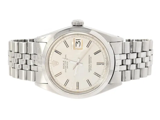 ROLEX, Oyster Perpetual, Datejust (T Swiss T), Chronometer, s.k. "Sigma Dial", Ref nr. 1600, Serie nr. 2807625, Cal 1570, Verk nr. D516511, Boett nr. 1600 (III.71), herrur, 36 mm, stål, automatisk, plexiglas, datum, skadad urtavla, Jubileelänk (Folded, storleksändras ej), viklås, Ref nr. 6251 H/55, tillverkad tredje kvartalet 1971.